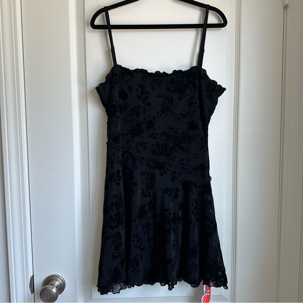Cider Black Floral Mini Dress